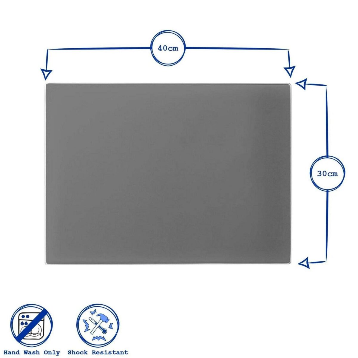 Glass Worktop Saver Kitchen Chopping Cutting Utensil Board, White, 40 x 30 cm - Image 3