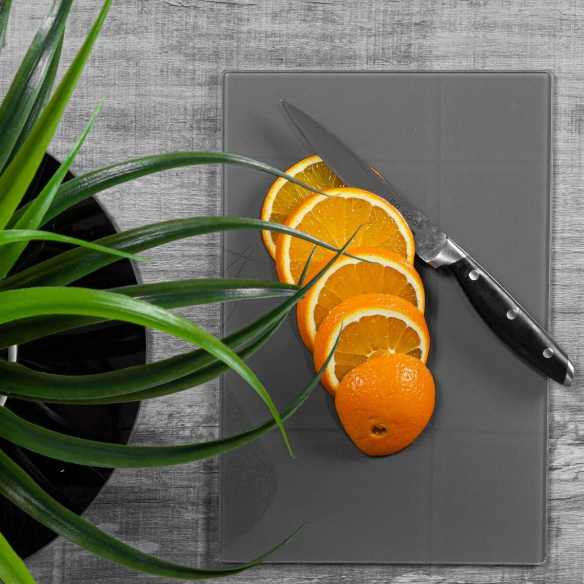 Glass Worktop Saver Rectangular Chopping Board Grey 30 x 20cm - Image 4