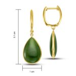 Green Jade Earrings, 14ct Yellow Gold - Image 3