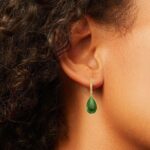 Green Jade Earrings, 14ct Yellow Gold - Image 2
