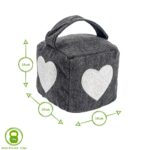 Grey Square Doorstop Stopper With Heart Pattern. Door Stop With Handle x2 - Image 3