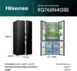 HISENSE KitchenFit RQ768N4GBE Multi-Door Fridge Freezer - Black Glass - Image 16