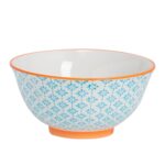 Hand-Printed Cereal Bowl Japanese Porcelain Breakfast Dining Crockery 16cm Blue
