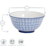 Hand-Printed Cereal Bowl Japanese Porcelain Breakfast Dining Crockery 16cm Navy - Image 3