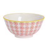 Hand-Printed Cereal Bowl Japanese Porcelain Breakfast Dining Crockery 16cm Red