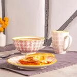 Hand-Printed Cereal Bowl Japanese Porcelain Breakfast Dining Crockery 16cm Red - Image 7