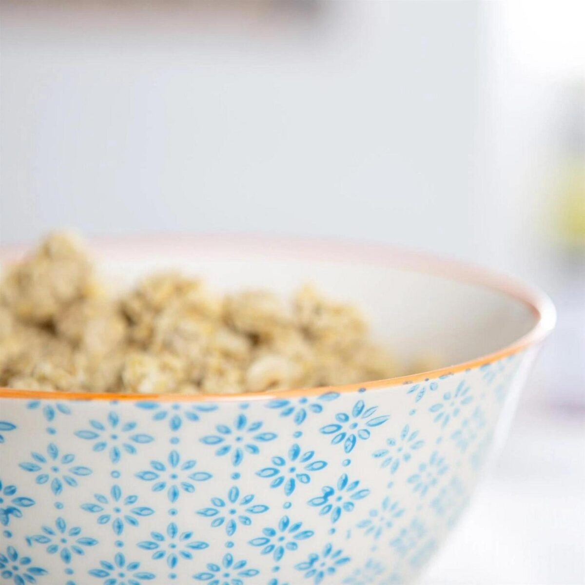 Hand-Printed Cereal Bowl Japanese Porcelain Breakfast Dining Crockery 16cm Blue - Image 5