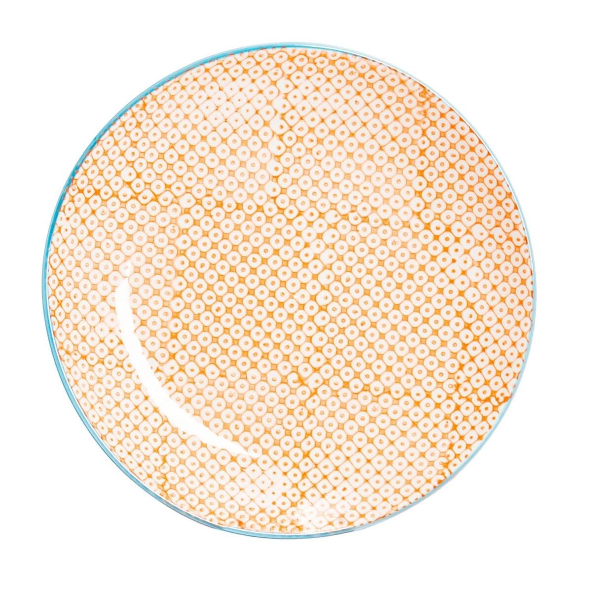 Hand-Printed Dinner Plate Japanese Style Dining Crockery 25.5cm Orange - Image 1