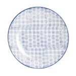 Hand-Printed Dinner Plate Japanese Style Porcelain Dining Crockery 25.5cm Navy