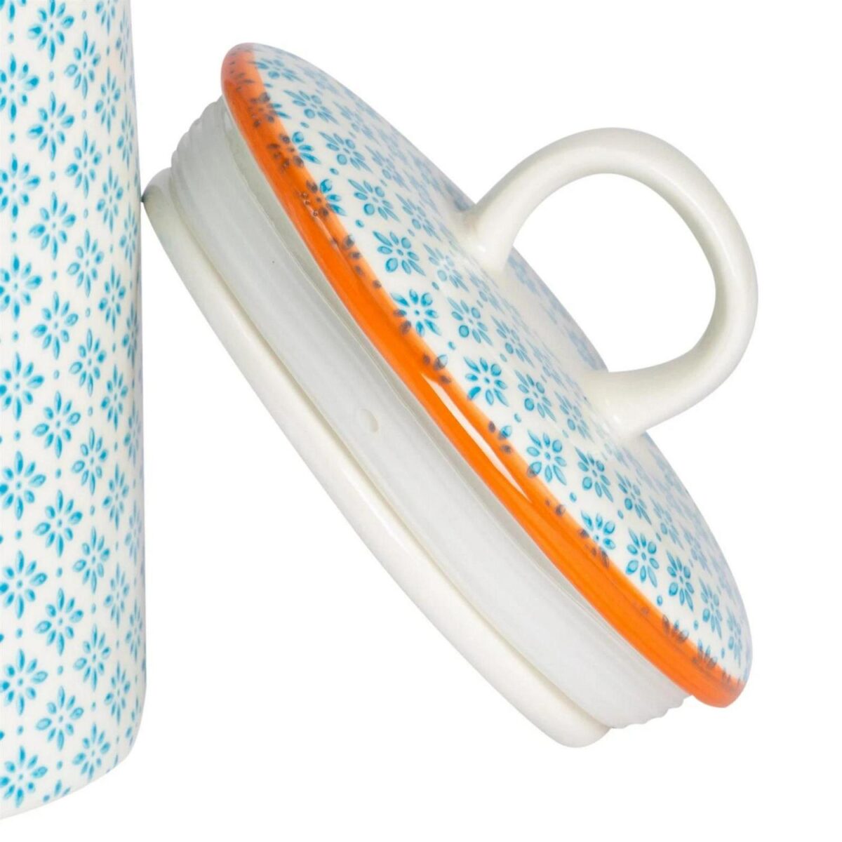 Hand-Printed Kitchen Canister Japanese Porcelain Food Storage Jar 15.5cm Blue - Image 5
