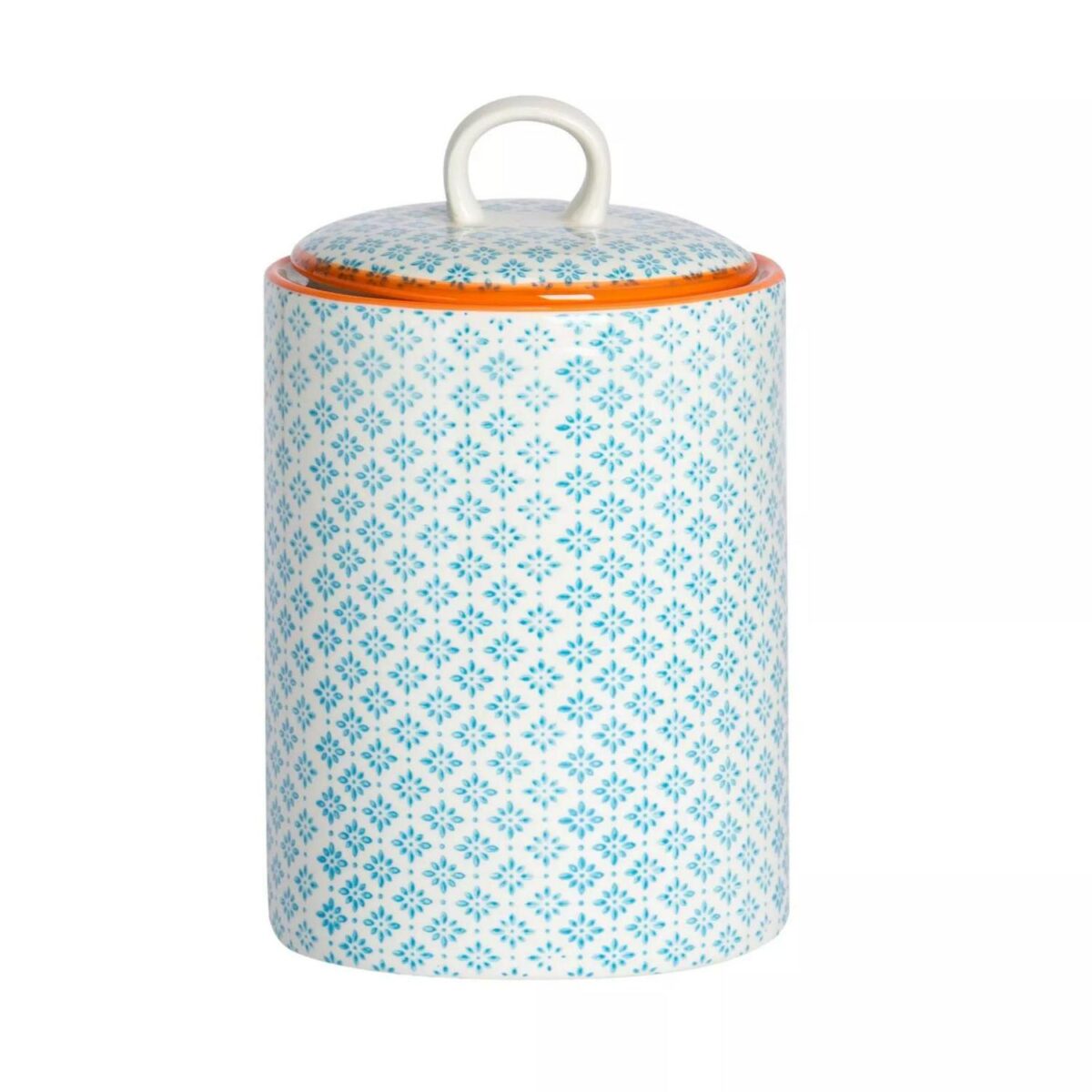 Hand-Printed Kitchen Canister Japanese Porcelain Food Storage Jar 15.5cm Blue - Image 1