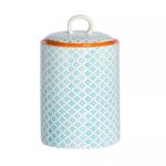 Hand-Printed Kitchen Canister Japanese Porcelain Food Storage Jar 15.5cm Blue