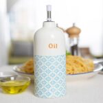 Hand-Printed Olive Oil Pourer Bottle Porcelain Kitchen Crockery 500ml Blue - Image 5