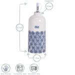 Hand-Printed Olive Oil Pourer Bottle Porcelain Kitchen Crockery 500ml Blue - Image 3