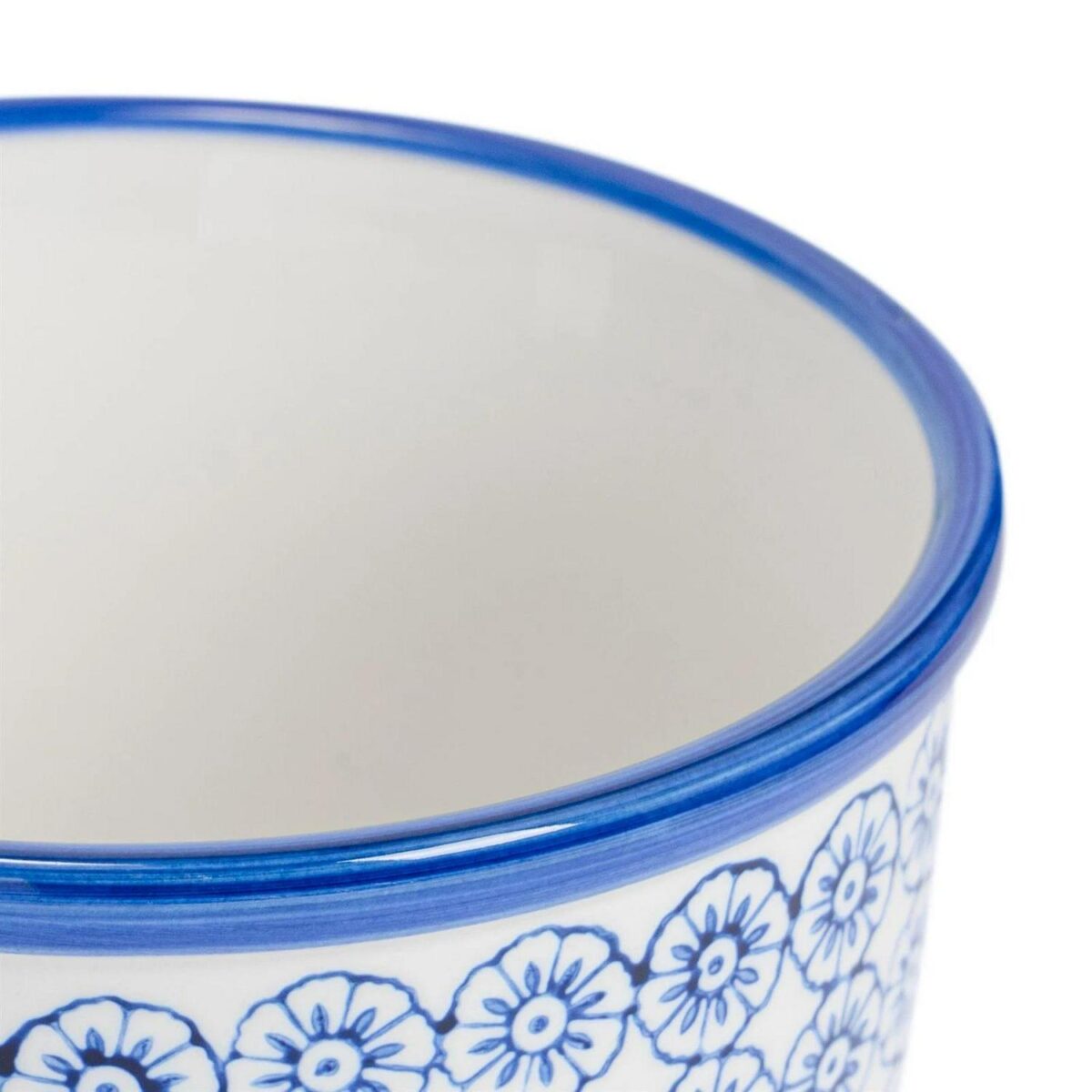 Hand-Printed Plant Pot Japanese Style Porcelain Garden Flower Planter 14cm Navy - Image 4