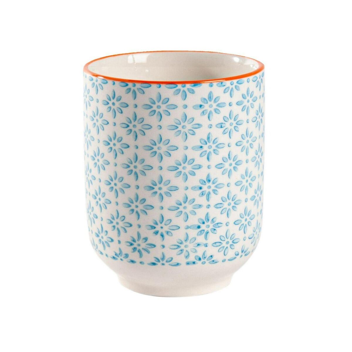 Hand Printed Porcelain Mug Tea Coffee Cups No Handles 280ml Blue - Image 1