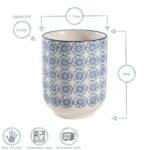Hand Printed Porcelain Mug Tea Coffee Cups No Handles 280ml Blue - Image 3
