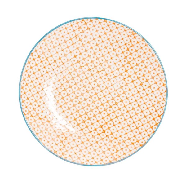 Hand-Printed Side Plate Japanese Porcelain Dessert Dining Crockery 18cm Orange