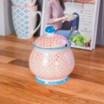 Hand-Printed Sugar Bowl Japanese Style Kitchen Serving Pot 10cm Orange - Image 4