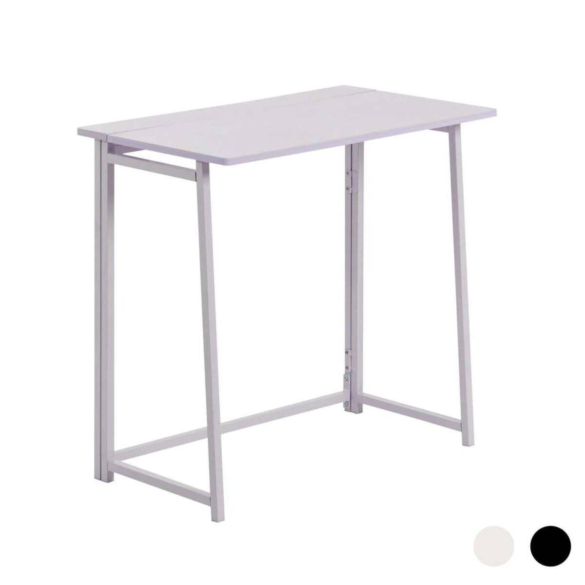 Harbour Housewares Deluxe Wooden Folding Desk Metal Frame 80cm White/Lilac - Image 1
