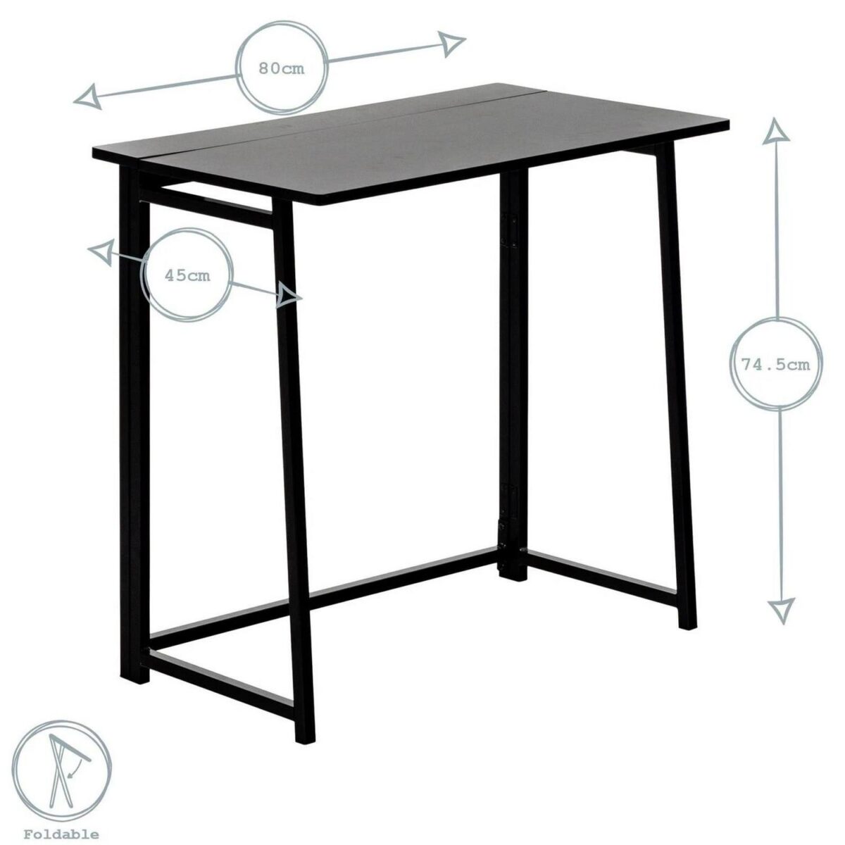 Harbour Housewares Deluxe Wooden Folding Desk Metal Frame 80cm White/Lilac - Image 3