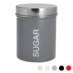 Harbour Housewares Round Metal Kitchen Sugar Canister Home Storage Jar 10cm Grey