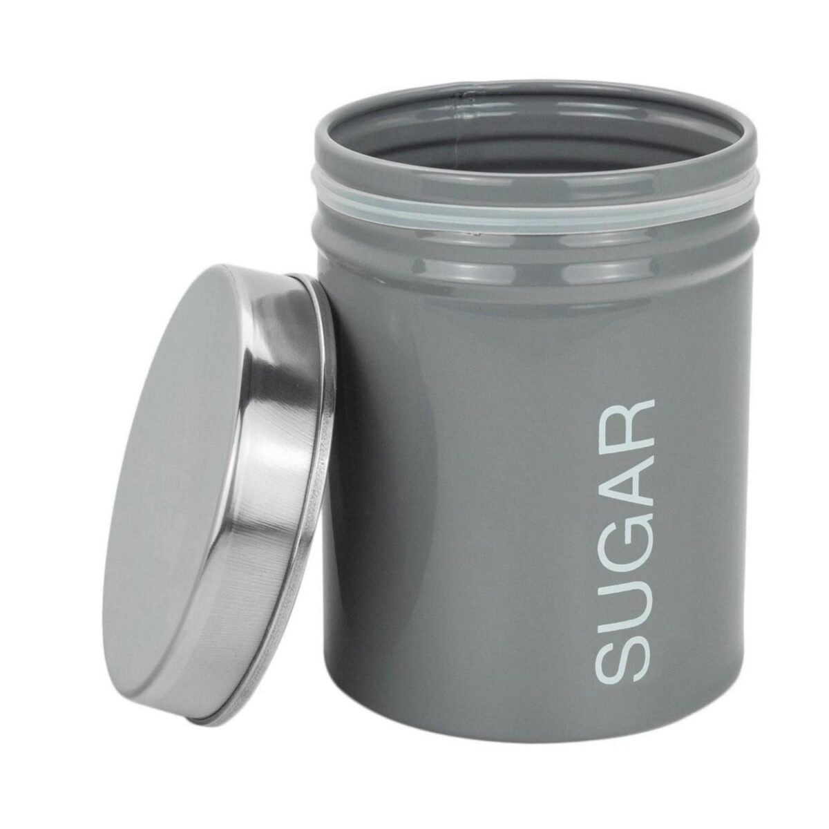 Harbour Housewares Round Metal Kitchen Sugar Canister Home Storage Jar 10cm Grey - Image 4