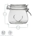 Heart Design Glass Storage / Food Preserve Preserving Jar, 500ml - Pack of 6 - Image 2