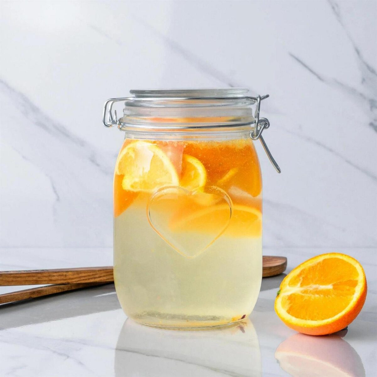 Heart Glass Storage Jar Food Preserving Container Clip Lid 1 Litre Clear Seal - Image 2