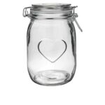 Heart Glass Storage Jar Food Preserving Container Clip Lid 1 Litre Clear Seal
