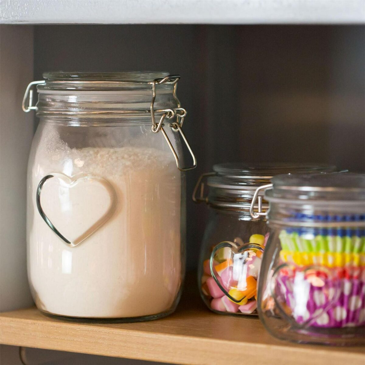Heart Glass Storage Jar Food Preserving Container Clip Lid 1.5 Litre Clear Seal - Image 2