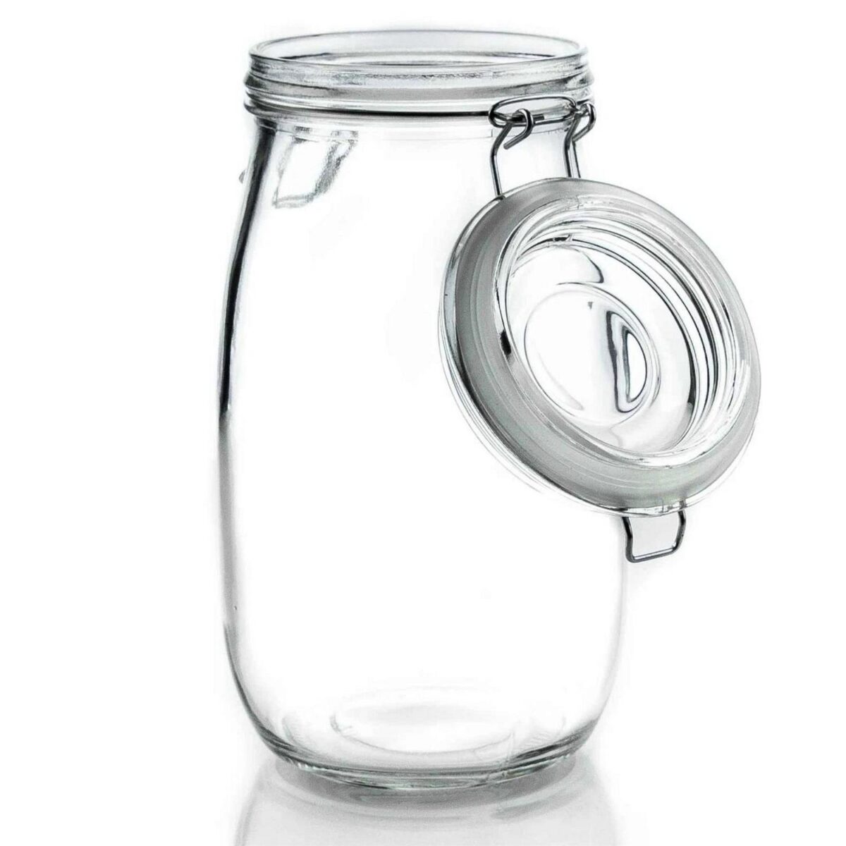 Heart Glass Storage Jars Food Preserving Clip Lid 1.5 Litre White Seal - Image 2