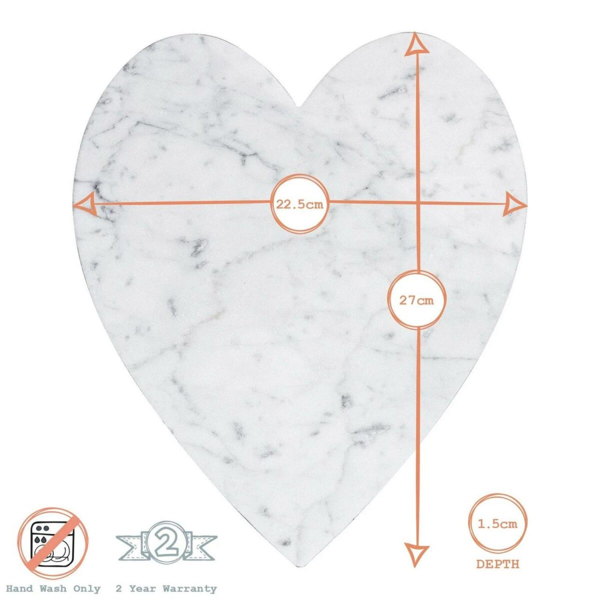Heart Polished Marble Food Chopping Cutting Board Worktop Protector - Image 3