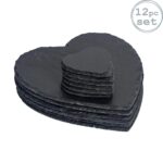 Heart Slate Placemats x6 and Coasters x6 Set Padded Feet Dining Wedding Placemat