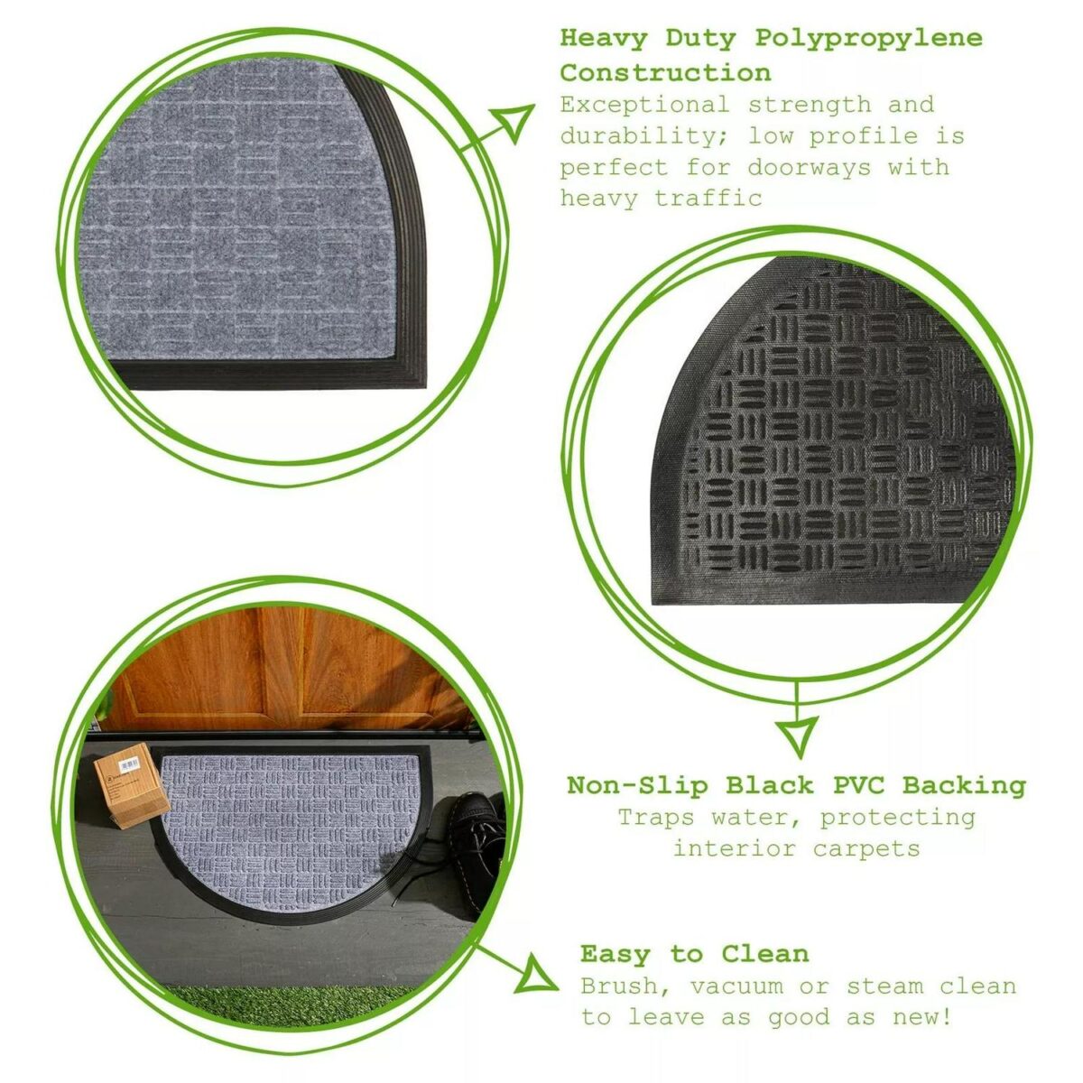 Heavy Duty Door Mat Extra Tough Indoor Outdoor Office Mats 60 x 40cm Grey - Image 2