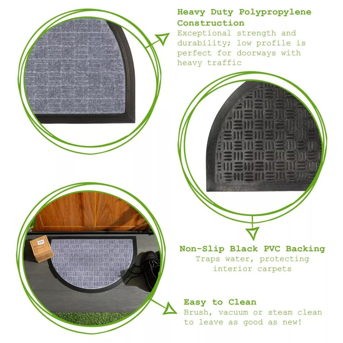 Heavy Duty Door Mat Extra Tough Indoor Outdoor Office Mats 60 x 40cm Grey - Image 2