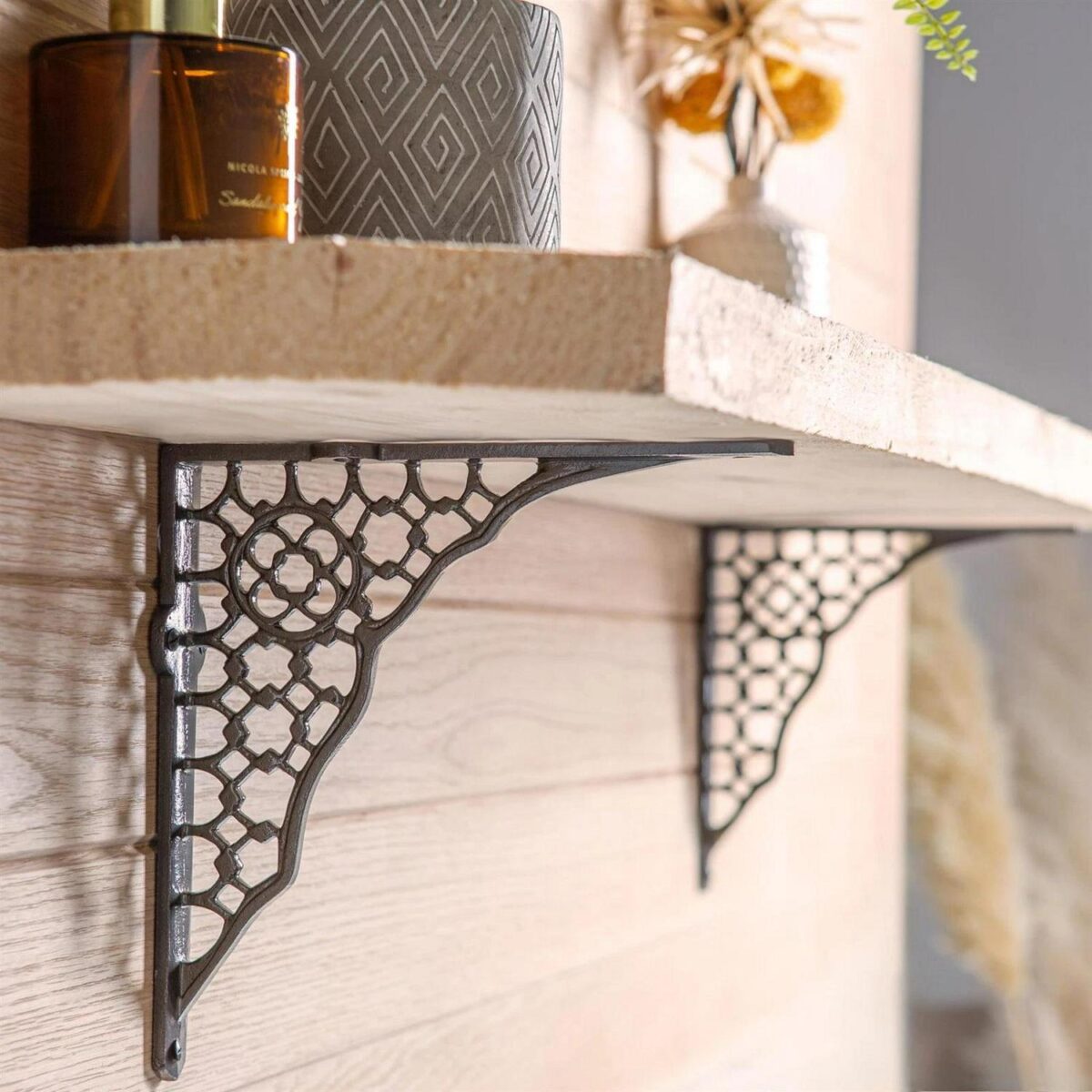 Honeycomb Iron Shelf Bracket Cast Iron Antique Vintage Wall Brackets D205mm Raw - Image 5
