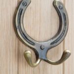 Horse Shoe Double Coat Hook Cast Iron Antique Vintage W100mm x H110mm Brass - Image 6