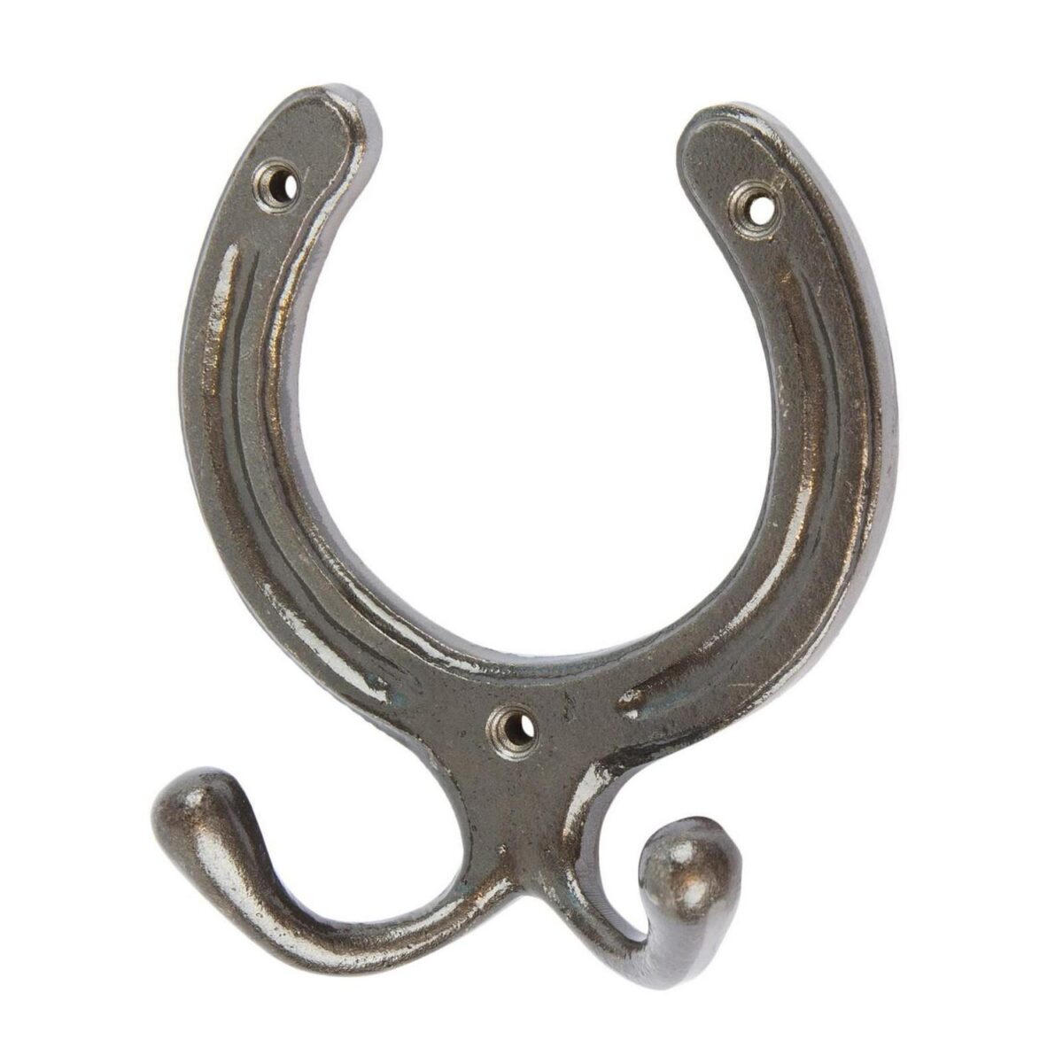 Horse Shoe Double Coat Hook Cast Iron Antique Vintage Style W100mm x H110mm Raw - Image 1