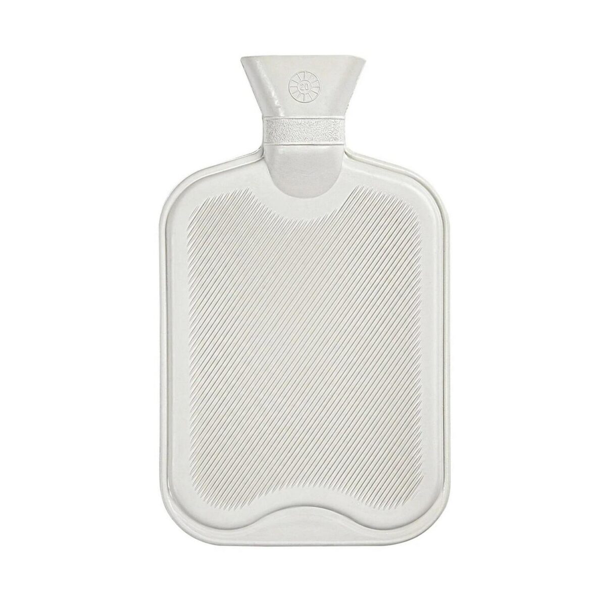 Hot Water Bottle Classic Ribbed Rubber Screw Stopper 2L Cream - Image 1
