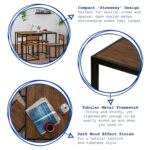 Industrial 2 Seater Breakfast Bar Set Compact Kitchen Table and Chairs Brown - Image 2