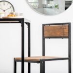 Industrial 2 Seater Breakfast Bar Set Compact Kitchen Table and Chairs Brown - Image 7