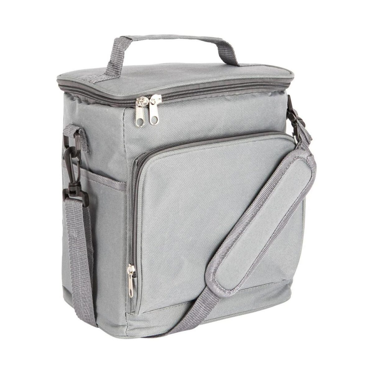 Insulated Cool Bag Lunch Picnic BBQ Cool Bag Shoulder Strap 24 x 27cm Grey - Image 1
