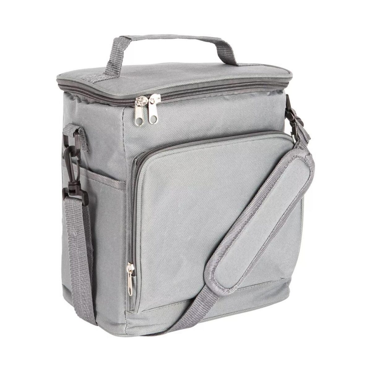 Insulated Cool Bag Lunch Picnic BBQ Cool Bag Shoulder Strap 24 x 27cm Grey - Image 1