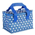 Insulated Lunch Bag Work Picnic Cooler Cool Tote Bag Men Women Blue Polka