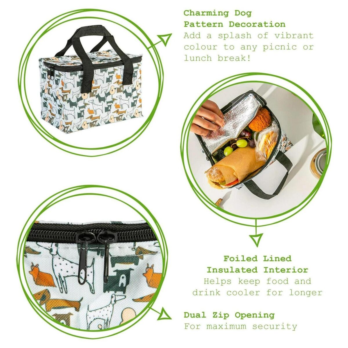 Insulated Lunch Bag Work Picnic Cooler Cool Tote Bag Men Women Posh Pooch - Image 2