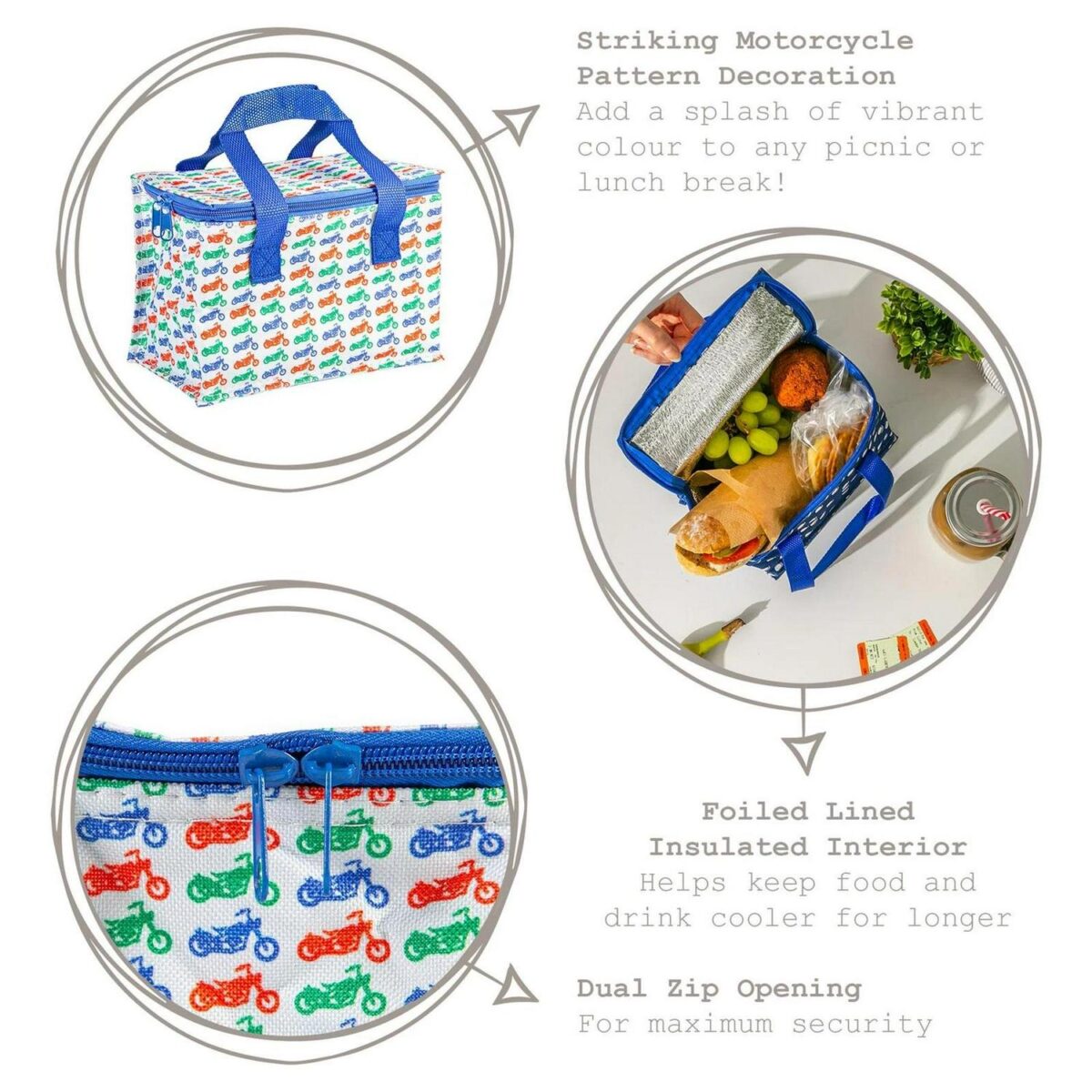 Insulated Lunch Bag Work Picnic Cooler Cool Tote Bag Men Women Motorhead - Image 2