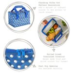 Insulated Lunch Bag Work Picnic Cooler Cool Tote Bag Men Women Blue Polka - Image 2