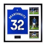 Jarred Branthwaite Everton 24/25 Signed Framed Shirt, including 3 Photos