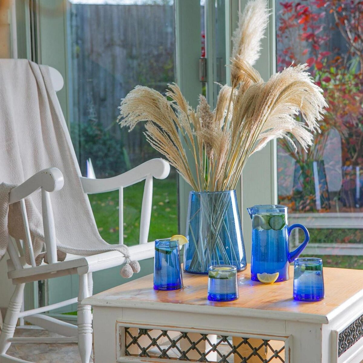 Jebel Recycled Glass Vase Decorative Home Flower Display Holder 3.5 Litre Blue - Image 6